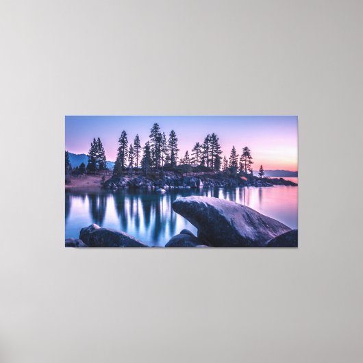 レイクタホサンドハーバービーチネバダアットサンセット キャンバスプリント (正面)