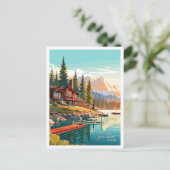 レイクタホネバダアートヴィンテージ旅行イラストレーション ポストカード (スタンド正面)