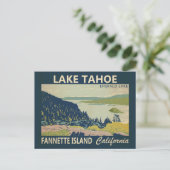 レイクタホファンネットアイランドカリフォルニアヴィンテージ ポストカード (スタンド正面)