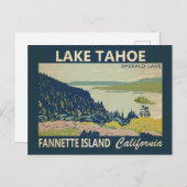 レイクタホファンネットアイランドカリフォルニアヴィンテージ ポストカード (正面/裏面)