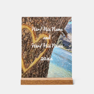 レイクタホブルーウォーターツリーハートラブ アクリルサイン