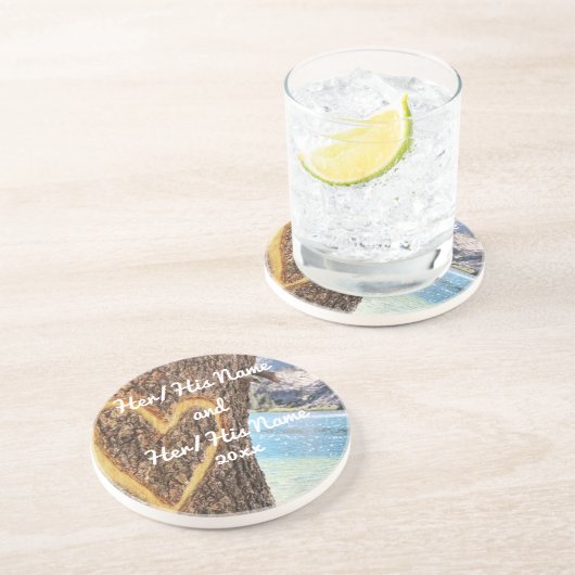 レイクタホブルーウォーターツリーハートラブ コースター (側面)