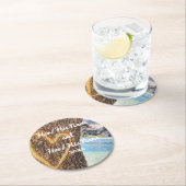 レイクタホブルーウォーターツリーハートラブ ラウンドペーパーコースター (インサイチュ)