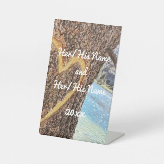 レイクタホブルーウォーターツリーハートラブ 台座サイン (正面)