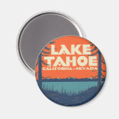 レイクタホヴィンテージトラベルデカールデザイン マグネット (正面/裏面)