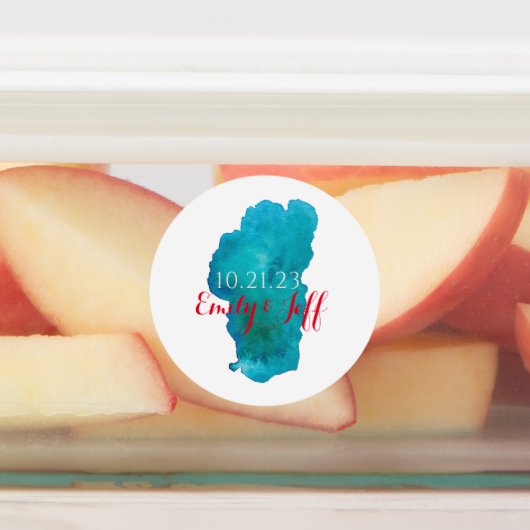 レイクタホ湖の水彩結婚式の引き出物ラベル ラベル (貼付)