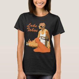 レイクタホ ビーチ サンセット レトロ トラベル Tシャツ