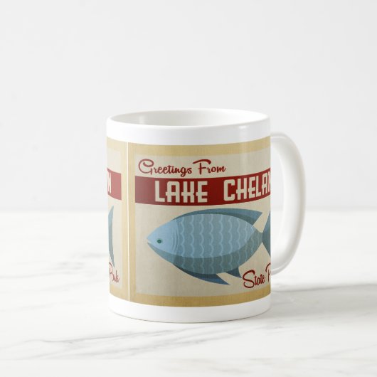 レイクチェラン州パークフィッシュヴィンテージトラベル コーヒーマグカップ (正面右)