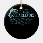 レイクチャルヴォワ魚釣りインミシガンファミリー セラミックオーナメント (裏面)