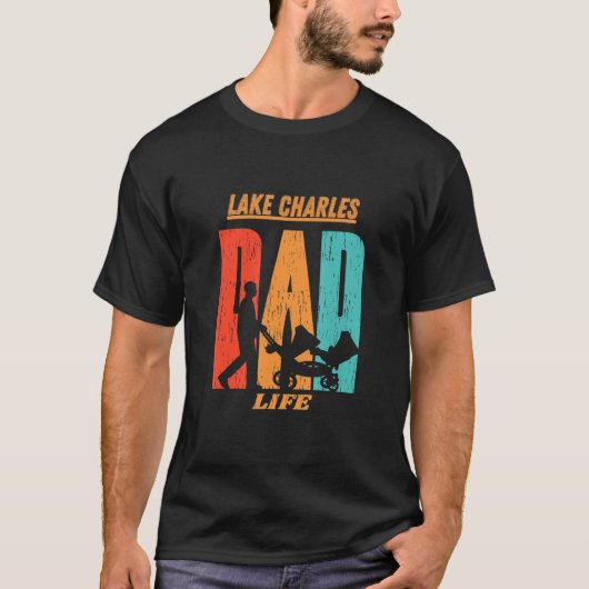 レイクチャールズおもしろい先住民州旗パパ親Ba Tシャツ (正面)