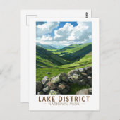 レイクディストリクトナショナルパークトラベルアートヴィンテージ ポストカード (正面/裏面)
