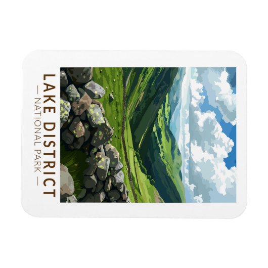 レイクディストリクトナショナルパークトラベルアートヴィンテージ マグネット (横)