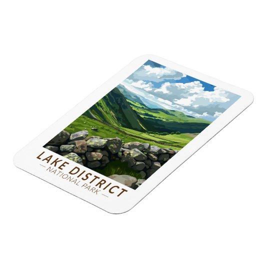 レイクディストリクトナショナルパークトラベルアートヴィンテージ マグネット (左側)