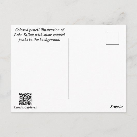 レイクディロンコロラドカラーペンシルイラストレーション ポストカード (裏面)
