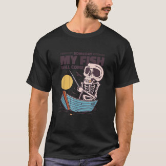 レイクデイフォーエバースケルトン魚釣り Tシャツ