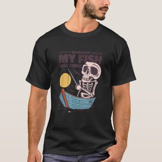 レイクデイフォーエバースケルトン魚釣り Tシャツ (正面)