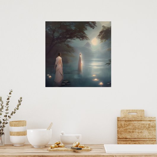 レイクデジタルアートの女性 ポスター (キッチン)