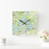 レイクトラビスヴィンテージマップ スクエア壁時計 (ホーム)