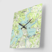 レイクトラビスヴィンテージマップ スクエア壁時計 (傾斜)