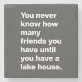レイクハウスおもしろいフレンズ引用文タイポグラフィブラック ストーンコースター (正面)