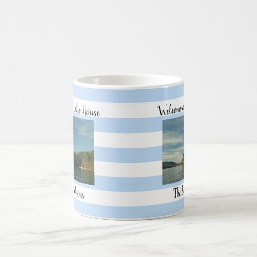 レイクハウスの家族名写真へようこそ コーヒーマグカップ (中央)