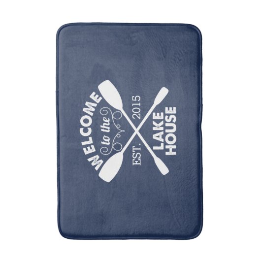 レイクハウスへようこそ |カヌー素朴パドル バスマット (正面縦)