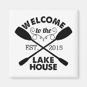 レイクハウスへようこそ 素朴 | パーソナライズされた マグネット (正面)