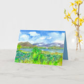 レイクハウスウォーターカラーハッピーバースデー カード (黄色い花)