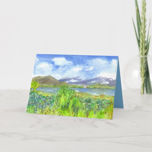 レイクハウスウォーターカラーハッピーバースデー カード (正面)