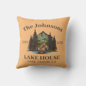 レイクハウスウッドをテーマにしたファミリー名パーソナライズされた クッション (裏面)