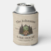 レイクハウスウッドをテーマにしたファミリー名パーソナライズされた 缶クーラー (缶裏面)