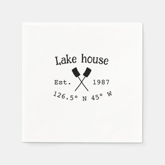 レイクハウスエッツ。年のカスタム座標追加n スタンダードカクテルナプキン (正面)