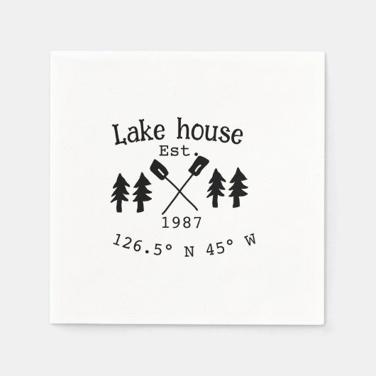 レイクハウスエッツ。年のカスタム座標追加n スタンダードカクテルナプキン (正面)