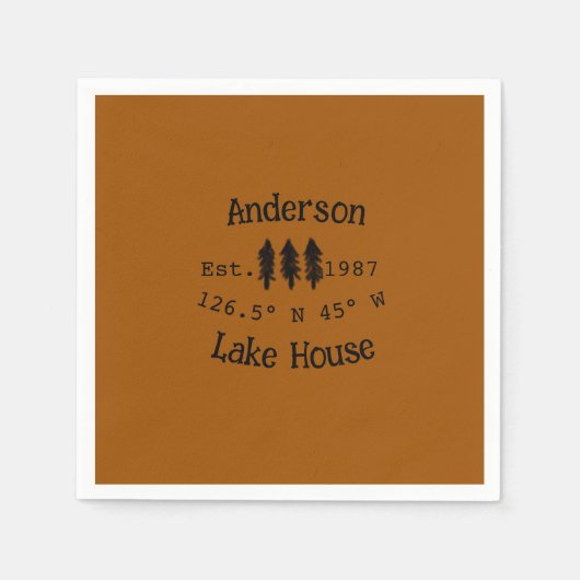 レイクハウスエッツ。年のカスタム座標追加n スタンダードカクテルナプキン (正面)