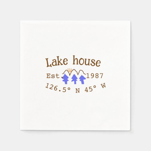 レイクハウスエッツ。年のカスタム座標追加n スタンダードカクテルナプキン (正面)