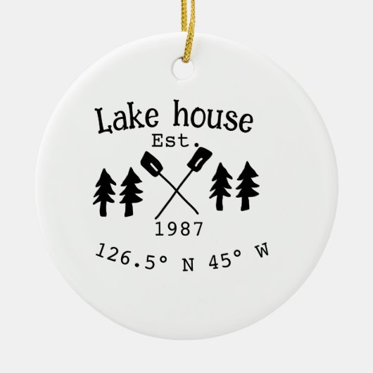 レイクハウスエッツ。年のカスタム座標追加n セラミックオーナメント (正面)