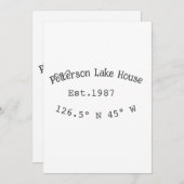 レイクハウスエッツ。年のカスタム座標追加n 招待状 (正面/裏面)