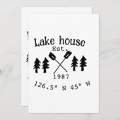 レイクハウスエッツ。年のカスタム座標追加n 招待状 (正面/裏面)