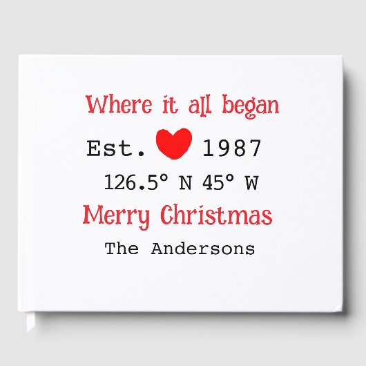 レイクハウスエッツ。日付の年のカスタム座標（赤） ゲストブック (正面)