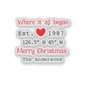 レイクハウスエッツ。日付の年のカスタム座標（赤） シール (正面)