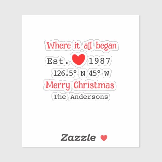 レイクハウスエッツ。日付の年のカスタム座標（赤） シール (シート)