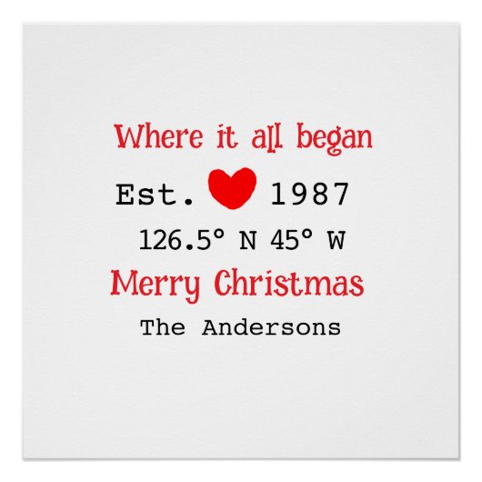 レイクハウスエッツ。日付の年のカスタム座標（赤） ポスター (正面)