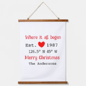 レイクハウスエッツ。日付の年のカスタム座標（赤） 吊り下げ型タペストリー (正面)