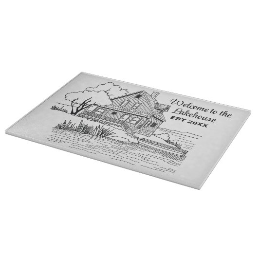 レイクハウスカスタムテキストへようこそ カッティングボード (角)