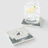 レイクハウスカスタムファミリーネームフレンチテーマド ストーンコースター (横)