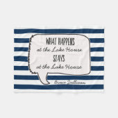 レイクハウスキャビン何が起こるステイ引用文 ストライプの フリースブランケット (正面(横))