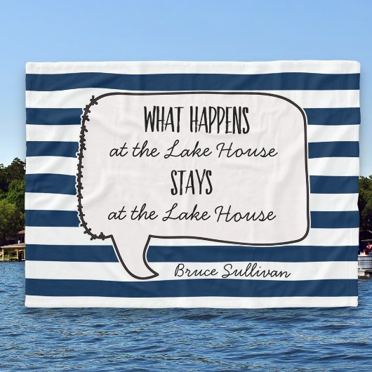 レイクハウスキャビン何が起こるステイ引用文 ストライプの フリースブランケット