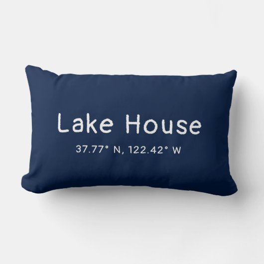 レイクハウスコーディネートネイビーブルー装飾用クッション ランバークッション (正面)