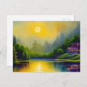 レイクハウスサンライズリフレクションズデジタルアート ポストカード (正面/裏面)