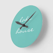 レイクハウスティール(緑がかった色)ブルーアクアホワイトエレガント2020 ラウンド壁時計 (傾斜)
